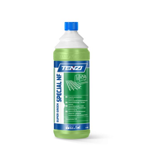TENZI Super Green Specjal NF 1L - Lúgos ipari padló tisztító gépi padlótisztításhoz, erősen szennyezett felületekre (pl.: olajjal szennyezett)